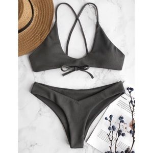 ZAFUL Ribbed Crisscross Bikini Set